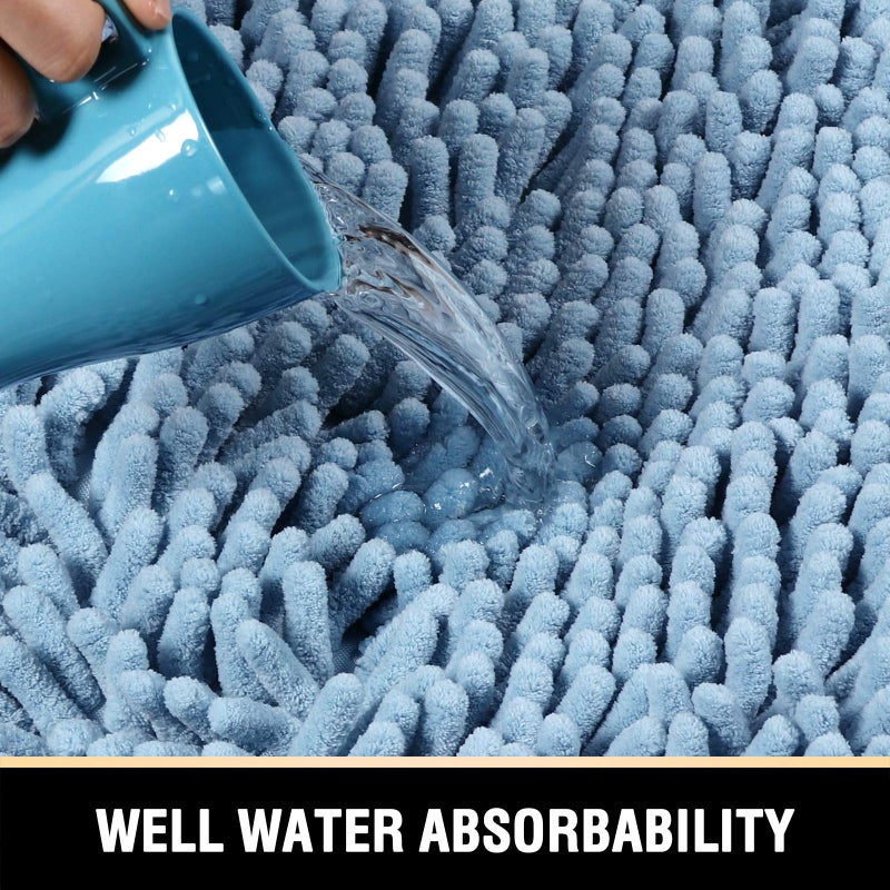 H.VERSAILTEX Bathroom Rugs Bath Mats Non Slip Luxury Chenille Bathroom Runner Rug 47x17 Extra Soft and Absorbent Shaggy Rugs Washable Dry Fast Area Carpet Mats, Tub - Cool Blue - Image 4
